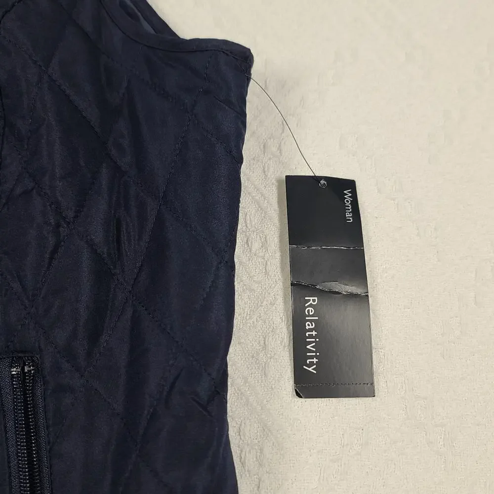 Relativity women's blue quilted zipper vest NWT Size 1X gorpcore cozycore